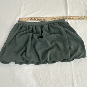 Kali Fashions Green Chiffon Ruffle Lined Mini Skirt L High Rise Pull On 0221